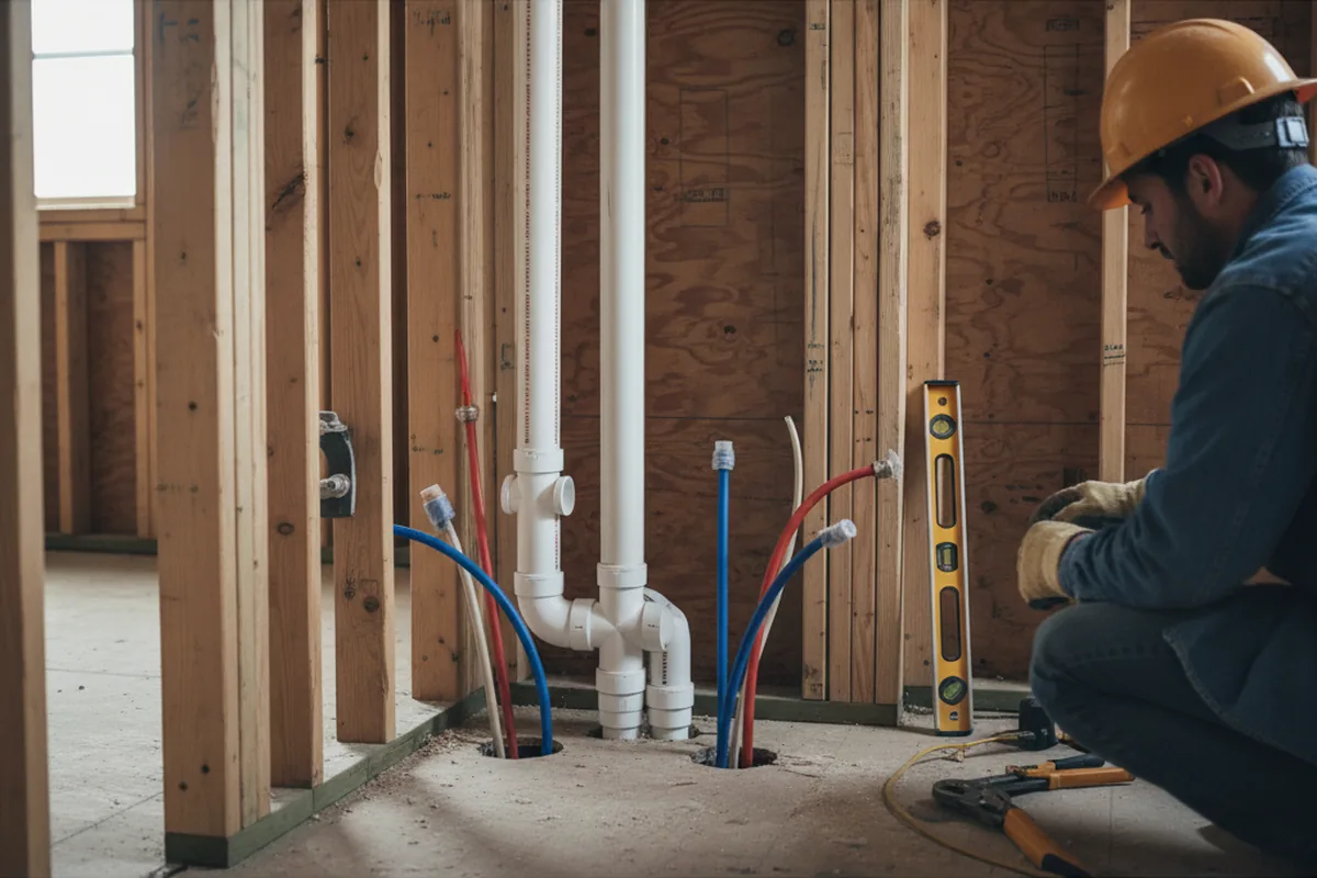 Drain and supply rough-in during Garbage Disposal Repair in Cylinder