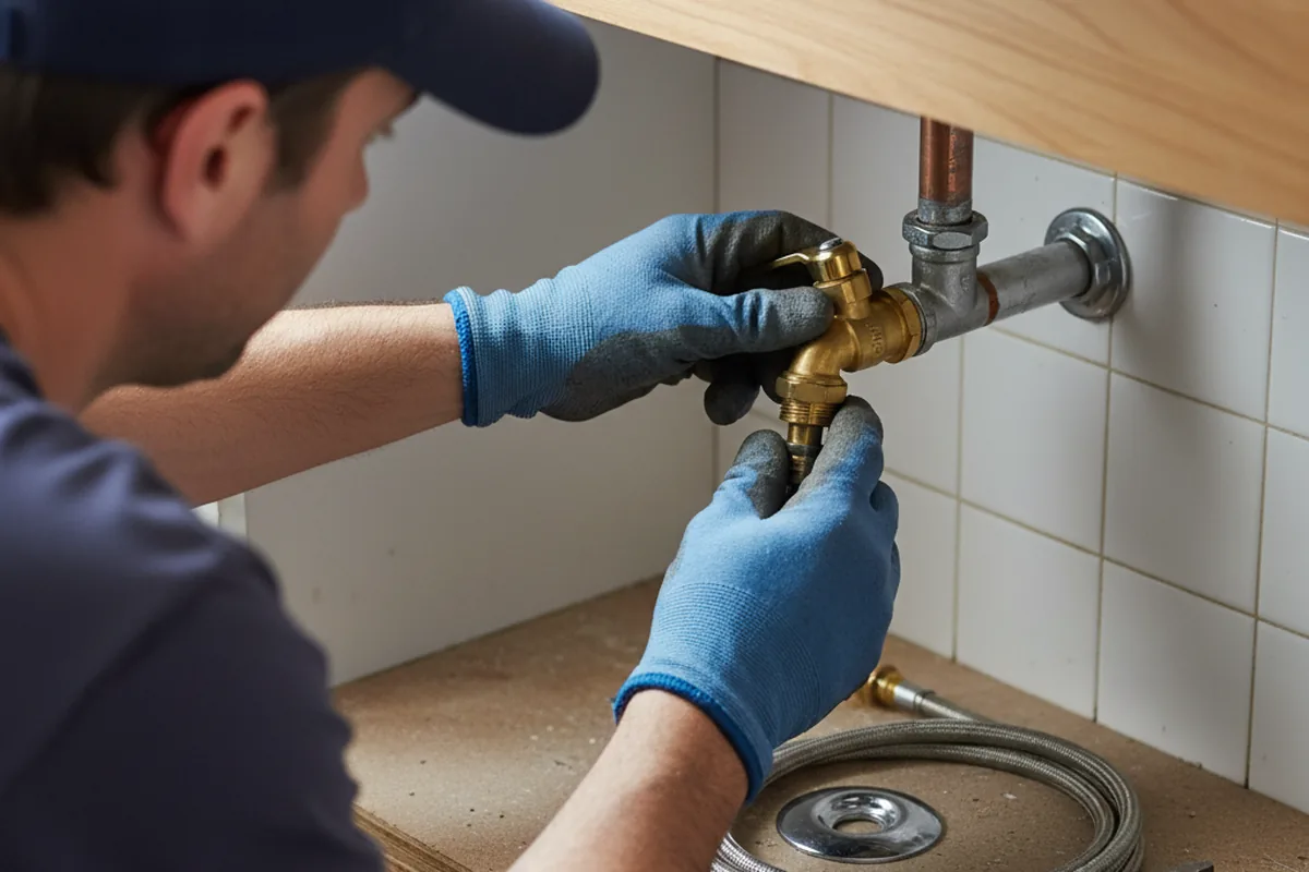 Shutoff valve and fitting work during Burst Pipe Repair in Cylinder
